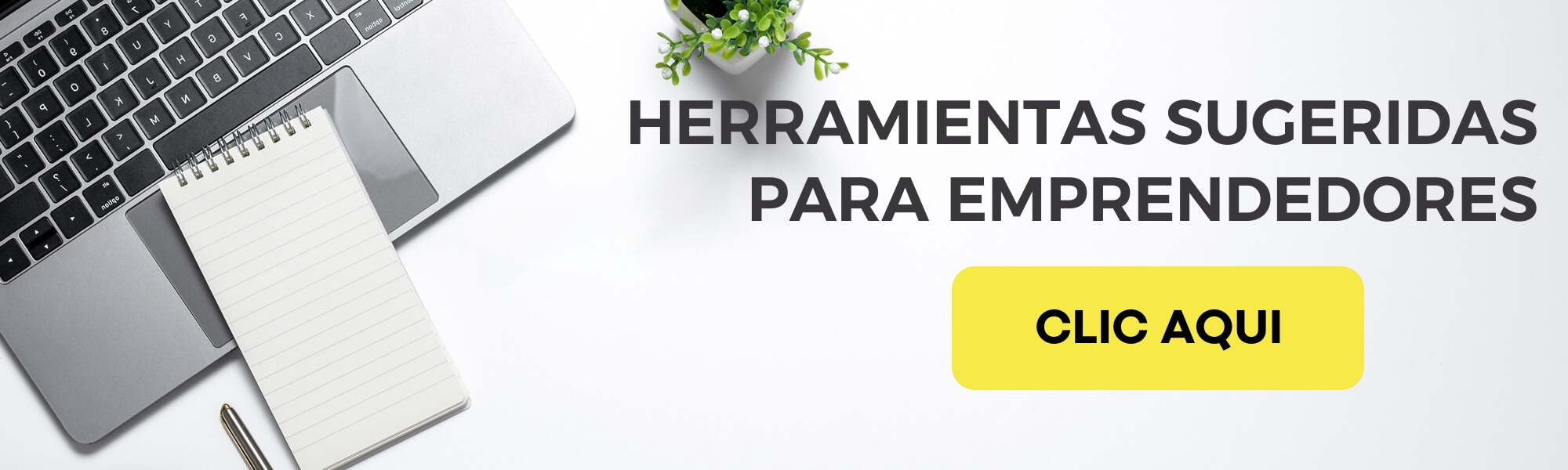 Banner horizontal con una foto de Marlin Duran y con el texto: herramientas sugeridas para emprendedores