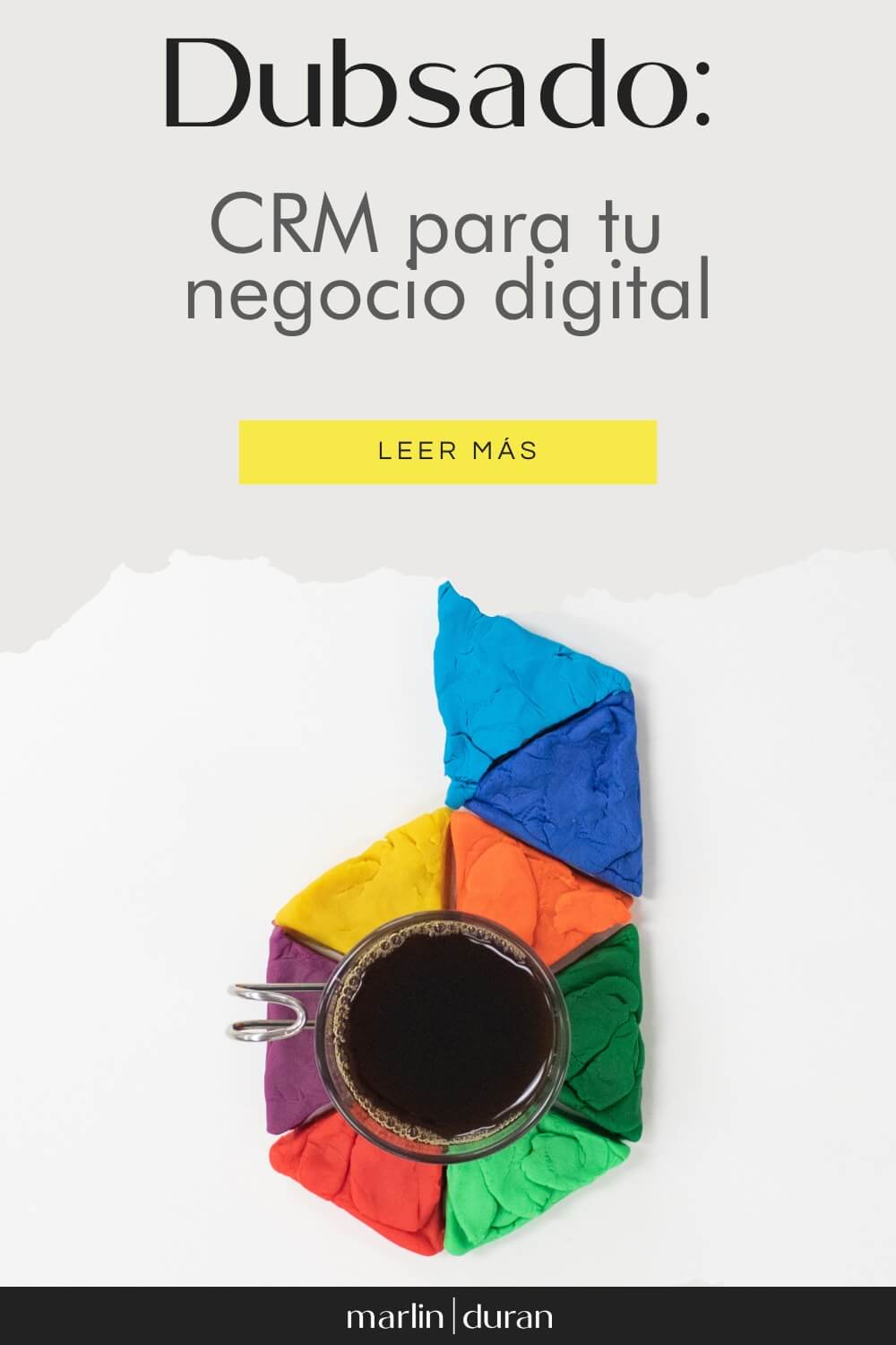 Una imagen vertical con el título 'Dubsado: CRM para tu negocio digital' con el logotipo de Dubsado
