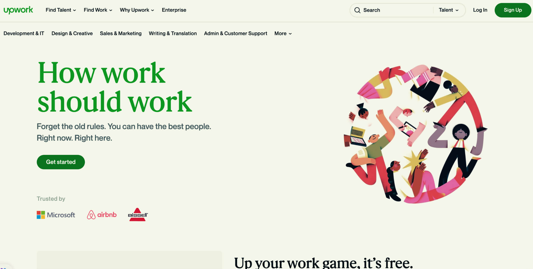 screenshot del portal de empleo upwork