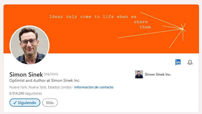 Perfil de LinkedIn de Simon Sinek